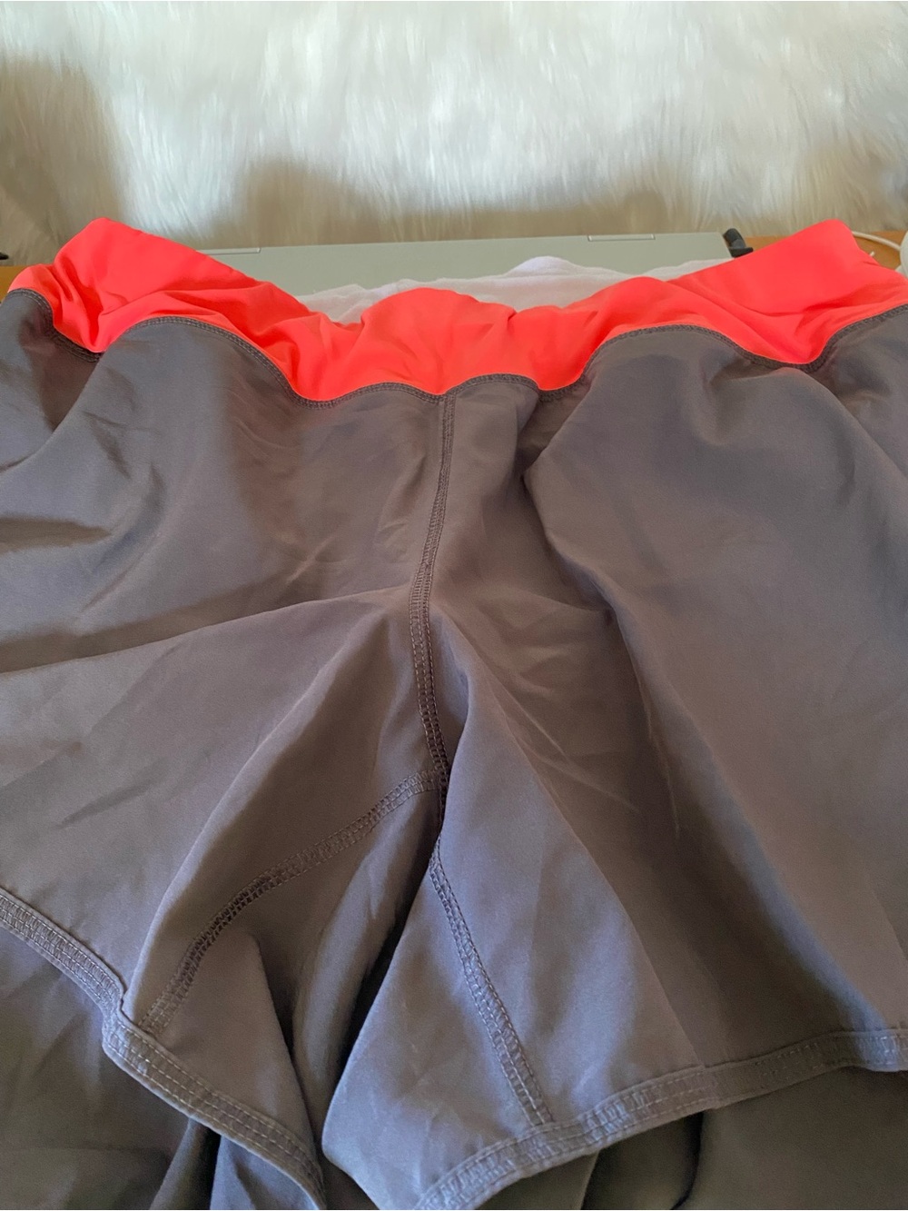 Women’s Athletic Shorts with Coral Waistband - Grey